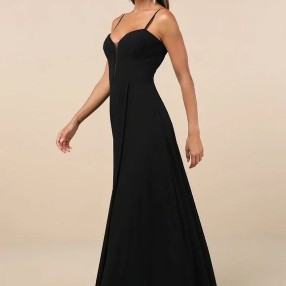 NWT Lulus-Stunning Grace Black Cutout A-Line Maxi Dress - Picture 3 of 5